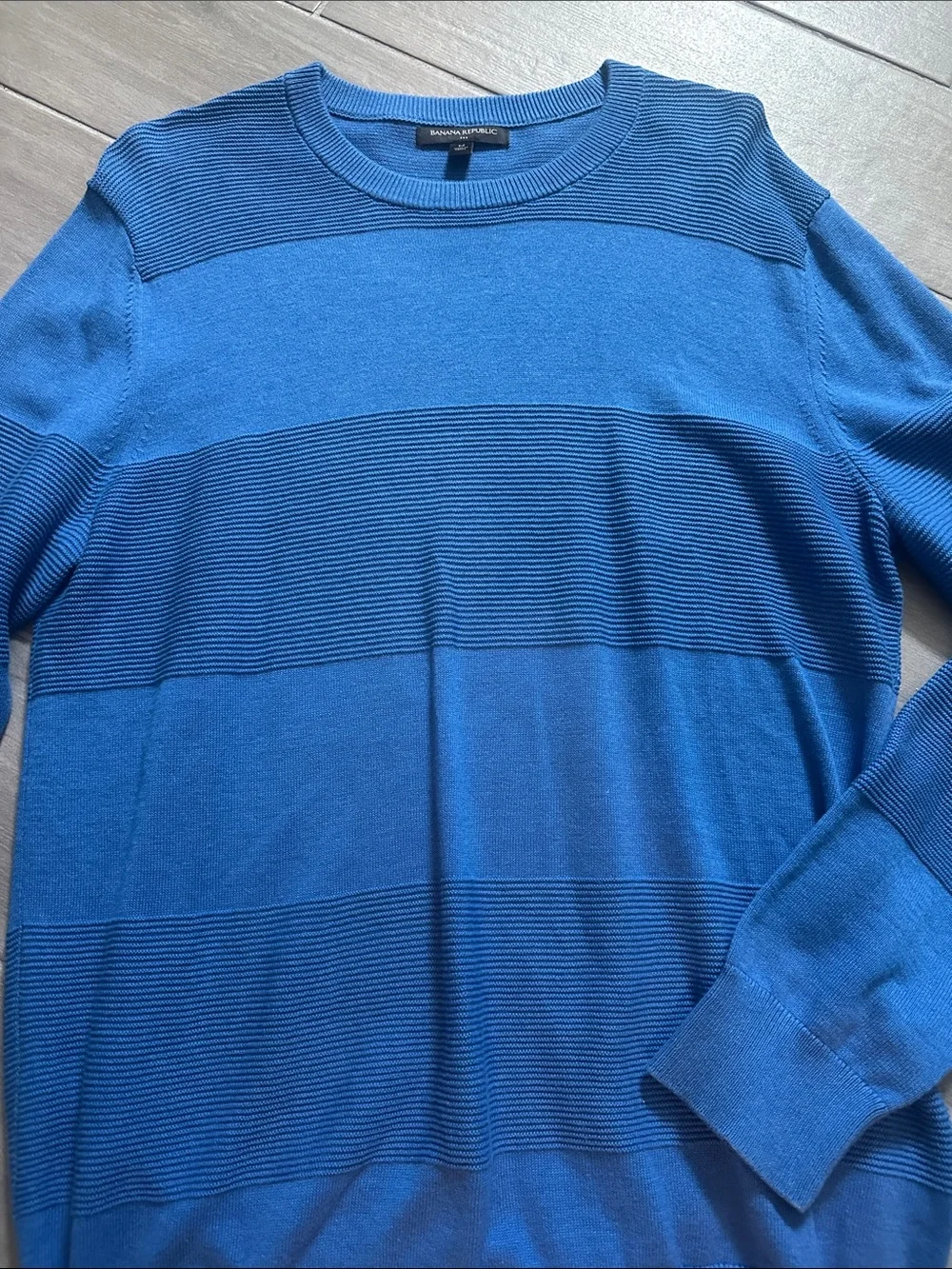 Banana Republic Men's Blue Striped Crewneck Sweater - Two-Tone Blue